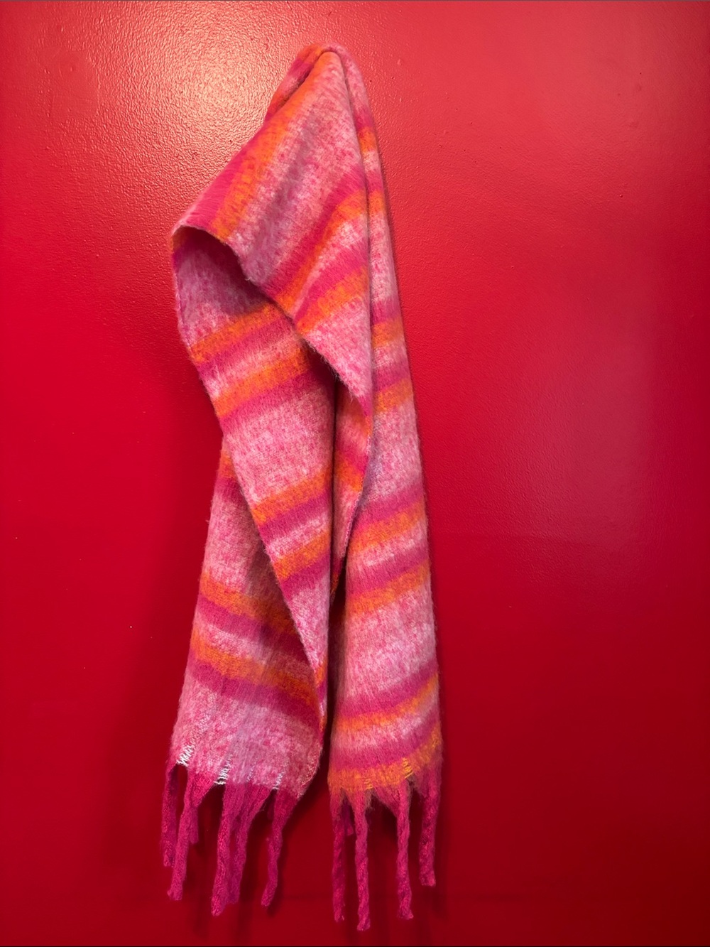Pink & Orange Striped Women's Scarf